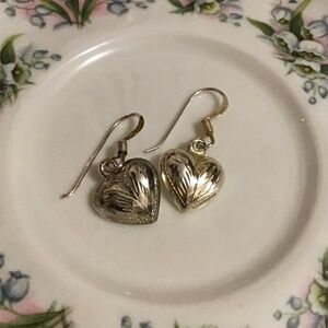 Vintage 1980’s 925 Sterling Silver Puffy Heart Earrings